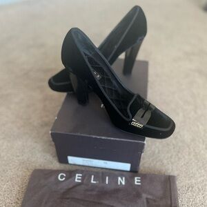 Vintage Celine Black Velvet Pump Size 38